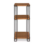 Square Wood and Metal 3-Tier End Table, 12x12x30, Brown