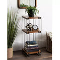 Square Wood and Metal 3-Tier End Table, 12x12x30, Brown