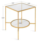 Gold Metal Side Table with Glass Top