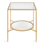 Gold Metal Side Table with Glass Top
