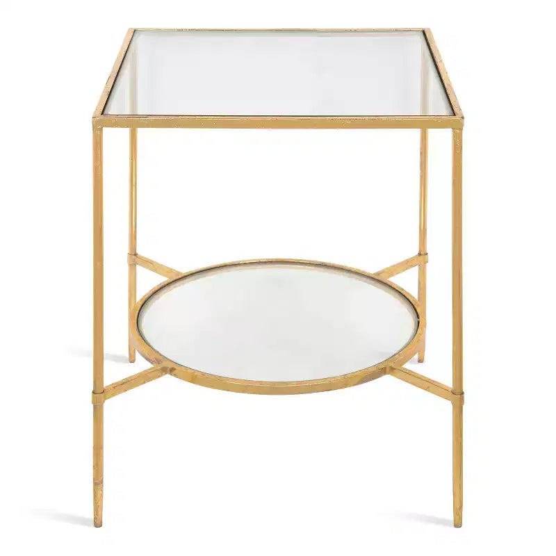 Gold Metal Side Table with Glass Top