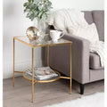 Gold Metal Side Table with Glass Top