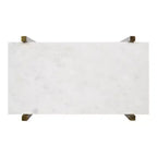Midcentury Modern Two-Tier Side Table with Marble Top, 20x12x24, White