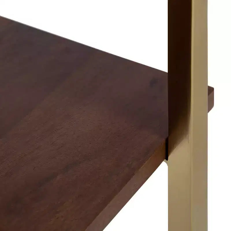 Midcentury Modern Two-Tier Side Table with Marble Top, 20x12x24, White